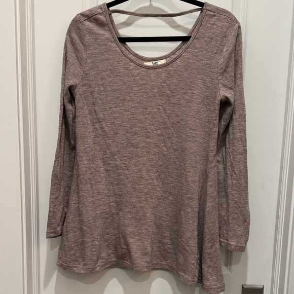 Ya Los Angeles Taupe Flowy Long Sleeve Tee Size Small - Picture 2 of 8
